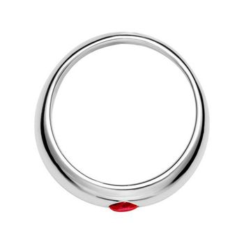 Anillo de bautizo de plata pulida con rubí