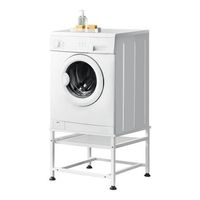 pedestal para lavadora con estante - soporte universal para lavadora - 63 x 54 x 41 cm - hasta 150 kg - base estandar para lavadora plataforma - acero sinterizado - blanco encasa