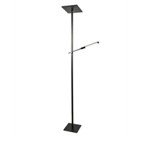 ideal - lampara de pie led negra de metal h180 cm fabas luce - 2 luces de 40w y 8w con led integrado 3000k