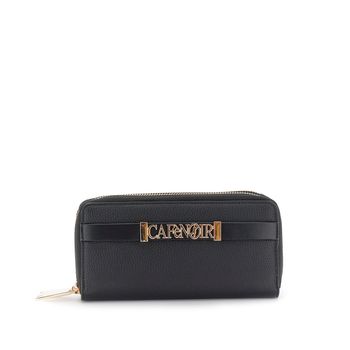 cartera grande con doble cremallera y efecto piel granulada black