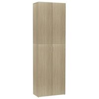 mueble de oficina mueble almacenaje 5 estantes con dos puertas color roble sonoma 60 x 32 x 190 cm madera contrachapada dec024464