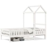estructura de cama con techo madera pino blanca 75x190 cm vidaxl