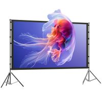 homcom pantalla de proyeccion manual 100 pulgadas formato 169 hd 4k8k de doble cara con soporte interior y exterior blanco
