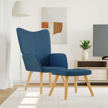 Sillón De Relax | Silla De Relax | Silla De Relajación Con Reposapiés Tela Azul Cfw8087422