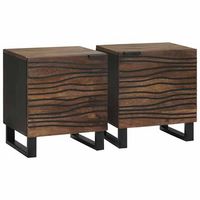 mesitas de noche 2 uds - mueble dormitorio - madera de ingenieria - nogal 40x33x46cm
