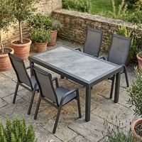 conjunto de mesa rectangular y sillas extensible gris antracita