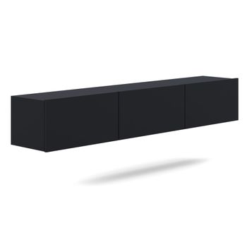 Mueble tv de pared 3 puertas 180 cm paneles de aglomerado negro