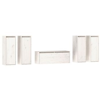 Muebles Para Tv 5 Piezas Madera Maciza De Pino Blanco Vidaxl