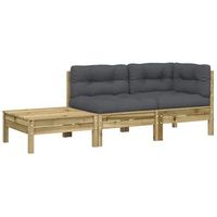 sofa de jardin  sofa de exterior con cojines reposapies madera de pino impregnada