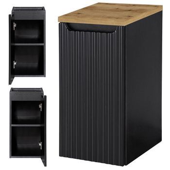 Mueble De Baño Bajo Lavabo Newport Con Puerta 30x60x40 Cm - Negro/efecto Roble [en.casa]