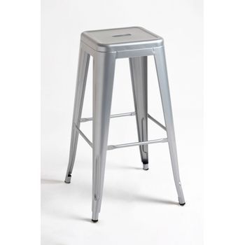 Pack 4 Taburetes Torix Altos 76 Cm De Acero Reforzado 76*30*30 Cm - Gris Metalizado