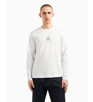 A|X Armani Exchange para hombre. XM000364AF12308U0009 Camiseta de manga larga blanco (XXL), Casual, Algodón