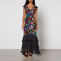 rixo ossy 2 silk midi dress - uk 10