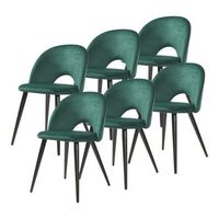 juego de 6 sillas de comedor karijoki terciopelo 77x50x55 cm verde oscuro y negro encasa