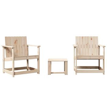 Juego De Muebles De Jardín 3 Piezas Madera Maciza De Pino Vidaxl