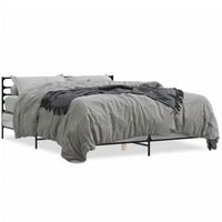 cama matrimonial  cama para adultos  estructura cama madera ingenieria metal gris sonoma 160x200 cm