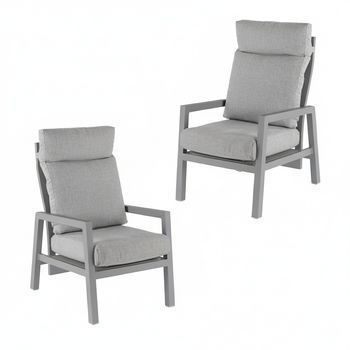 Pack 2 Sillones De Exterior Reclinables, Aluminio, Color Gris, 66x77x104