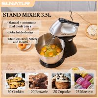 batidora de mano y de pedestal 2 en 1 sunatur - batidora electrica de 5 velocidades con tazon de acero inoxidable de 35l y accesorios