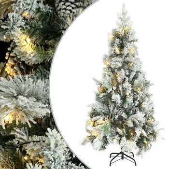 Árbol De Navidad Con Nieve, Luces Led Y Piñas Pvc Y Pe 225 Cm Vidaxl