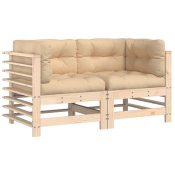 Sofás Esquineros Con Cojines 2 Uds Madera Maciza De Pino Vidaxl