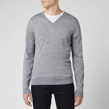 John Smedley Men's Blenheim V-Neck Jumper - Silver - L