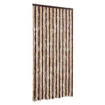 Cortina Antimoscas Chenilla Beige Y Marrón Claro 100x200 Cm Vidaxl