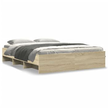 Cama De Matrimonio | Cama De Adulto | Estructura De Cama Madera De Ingeniería Roble Sonoma 160x200 Cm