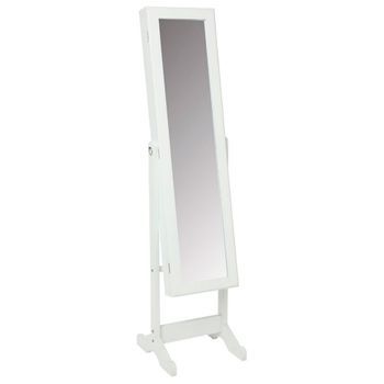 Gabinete Con Espejo, Con Almacenamiento Para Joyería Y Espejo, Blanco, Altura 145,2cm