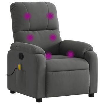 Sillón Reclinable De Masaje Tela De Microfibra Gris Oscuro Vidaxl