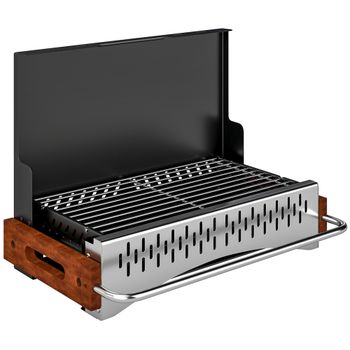 Outsunny Barbacoa de Carbón Plegable y Portátil para Camping Picnic con Bandeja de Carbón Extraíble 50,5x34x33 cm Negro   Aosom España