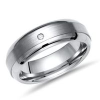 anillo exclusivo titanio 6mm mate con diamante