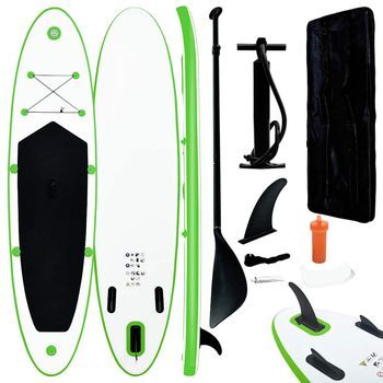Juego De Tabla Paddle Surf Inflable Verde Y Blanco Vidaxl