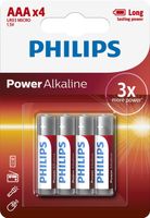 pila aaa philips lr03p4b10 alcalina 15v pack 4 sin cadmio mercurio ni plomo