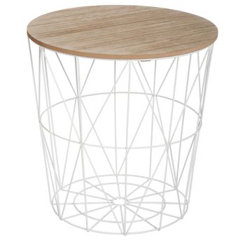 Mesa auxiliar de hierro blanco ø40x41cm