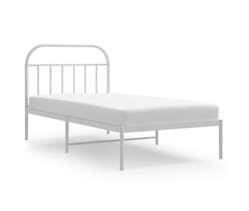 Estructura de cama de metal con cabecero blanco 107x203 cm con cabecero