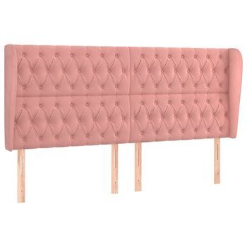 Cabecero Con Orejas De Terciopelo Rosa 203x23x118/128 Cm Vidaxl