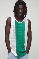 drop armhole stripe open stitch knitted vest blanco