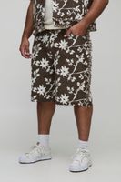 plus floral tapestry relaxed fit shorts brown