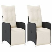 pack 2 uds sillones reclinable jardin  silla de jardin cojines ratan sintetico negro