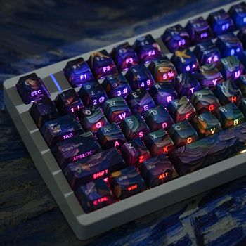 Teclas Starry SkyV5 Dye-Sub con perfil Cherry, doble impresión, 131 teclas, hebreo DE FR KR RU ES, compatibles con el diseño ISO para teclado mecánico.