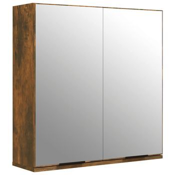 Armario De Baño Con Espejo Color Roble Ahumado 64x20x67 Cm Vidaxl