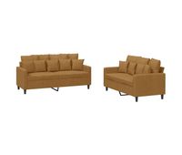 vidaxl juego de sofas con cojines 2 piezas terciopelo marron