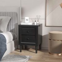 mesita de noche mesita auxiliar con 2 cajones mesita lateral de sofa para dormitorio salon sala de visitas moderna negro cfw41987
