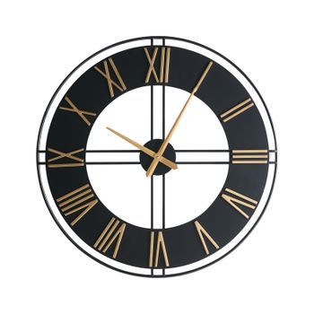 Reloj De Pared Moderno Colgante Estilo Industrial Escandinavo Estructura De Metal Negro Perigny