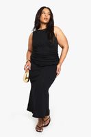 vestido plus midaxi de canale y algodon fruncido negro