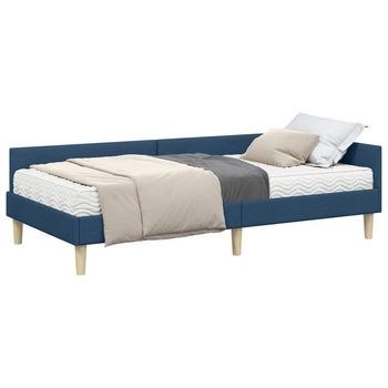 Estructura De Cama Esquina Con Colchón Otro 2 Uds. Azul Tela Vidaxl