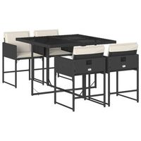set de muebles jardin 5 piezas  mobiliario de jardin con cojines ratan sintetico negro