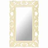 espejo tallado a mano madera maciza de mango blanco 80x50 cm vidaxl