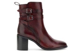 botines de piel con elástico bordeaux 37