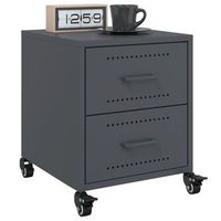 set de 2 mesitas de noche - mueble de dormitorio - acero - gris antracita 36x39x435cm